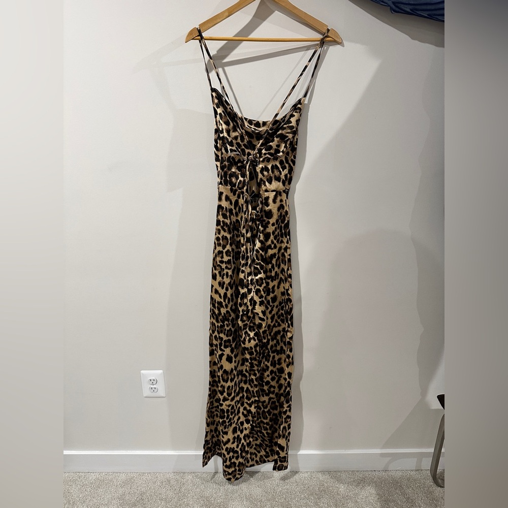 Nasty Gal Leopard Print Cowl Neck Jumpsuit in Tan and Brown - Picture 5 of 7